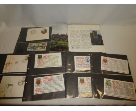 A Portuguese Castle's 1988 limited edition dual language commemorative book containing eighteen mini sheets of stamps togethe