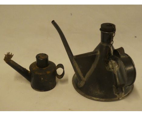 A British Rail tapered oil can and a railway flare inspection lamp (2)