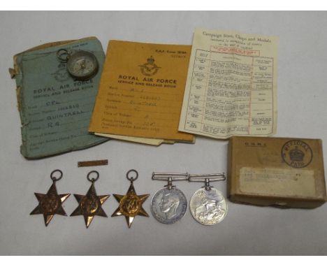 A 1939/45 Star, Africa Star with North Africa bar, Burma Star, Defence medal and War medal in box of issue with Air Council s