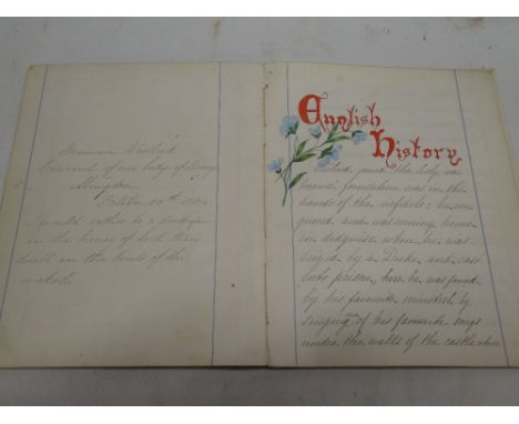 An 1884 manuscript volume of English history, geography, poetry etc.