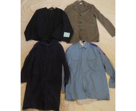 A British Rail denim workman's jacket with double arrow buttons, unissued British Rail short jacket, restaurant car shirt, va