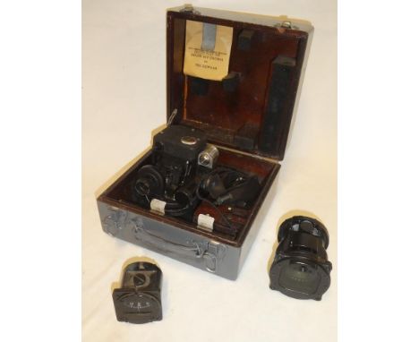 An American Army Airforce sextant in original fitted case with accessories, and two small aircraft instrument compasses (3)