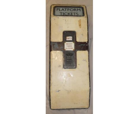 An unusual painted metal railway platform ticket machine by Associated Automation Limited London 36" high