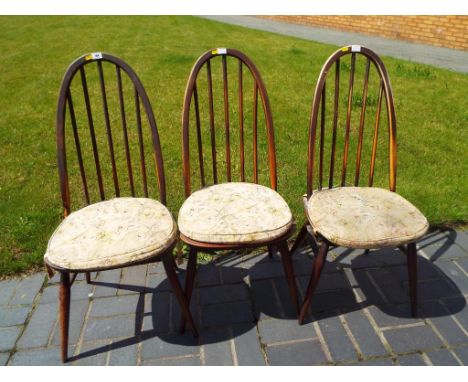 Three stick back Ercol dining chairs (3)