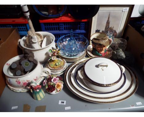 A good mixed lot of glassware and ceramics to include Fenton glass, a Royal Doulton character jug entitled The Poacher model 