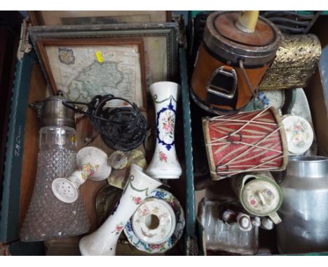 A quantity of mixed antique collectables to include, ceramics, glassware, brassware and an original Yardley English Lavender 