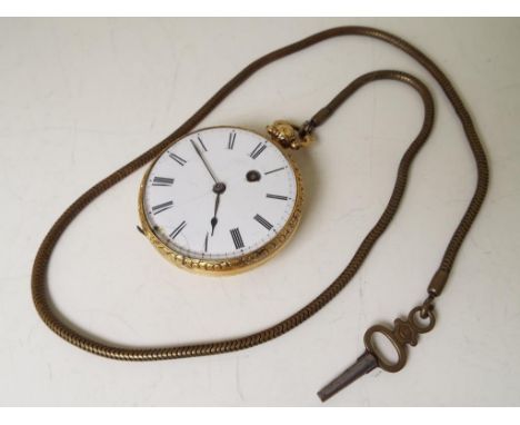 A lady’s gold cased pocket watch, the hallmarked 18 carat case having assay marks for JW, London, 1839 and serial number A603