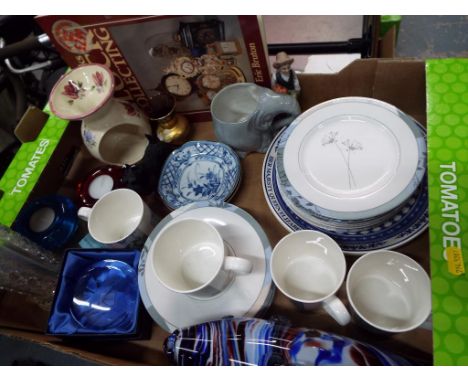 A good mixed lot of glassware and ceramics to include, a quantity of Marks and Spencers ceramic tableware decorated in the "T