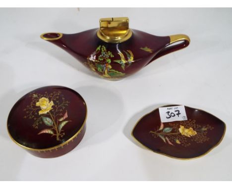 Carltonware - three pieces of Carltonware Rouge Royale to include a table lighter, a lidded dish and similar