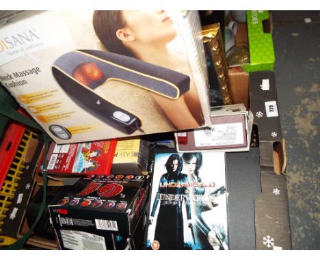 A good mixed lot to include a Medisana neck massage cushion, an LG camera, unused retail stock and other