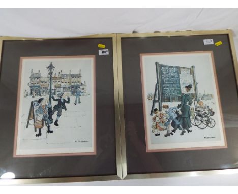 After M Chapman - 2 signed prints by M. Chapman depicting scenes with children, both with blind stamp lower left, signed in p