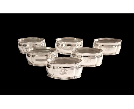 Serviettenringe - Gayer und Krauss Schwäbisch Gmünd gemarkt G+K Meistersilber, Silber 925 Sterling, Monogrammgravur undeutlic