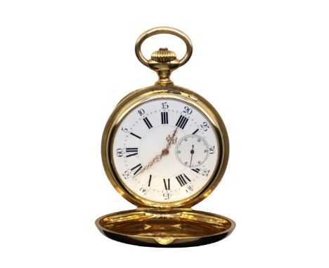 Schwere goldene Taschenuhr - Schweiz nach 1900 Schweizer Goldstempel, Gelbgoldgehäuse 18 k, Gehäusenummer 30495, alle Deckel 