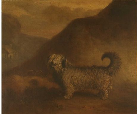 Attributed to WH Hopkins after E Havell (19th century) Portrait of a Terrier standing in a Lakeland landscape Oil on canvas, 