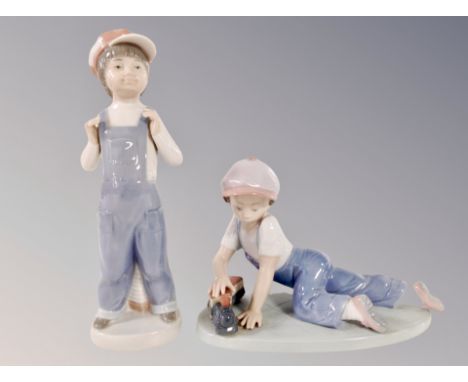 Two Lladro figures 4898 Boy from Madrid and 7619 All Aboard 
