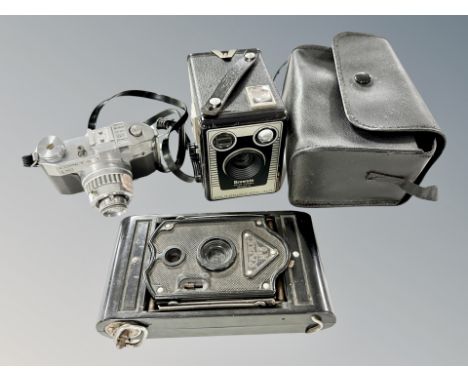 A Brownie Model C box camera together with a Comit S camera and Rajar No.6 camera 