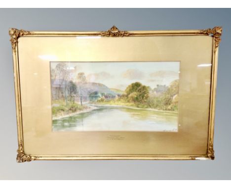 Thomas Swift Hutton (British 1860 - 1935) : Autumn, Bywell on Tyne, watercolour, 43 cm x 23 cm 