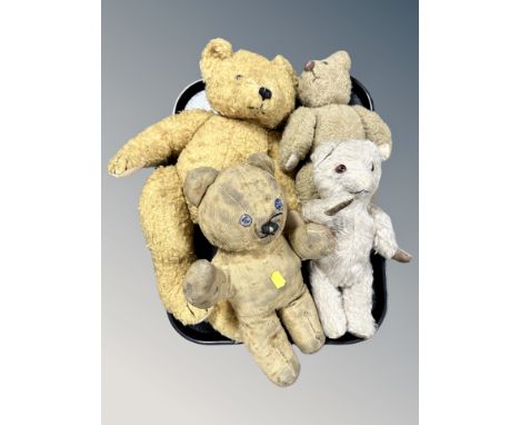 Four vintage mohair teddy bears 