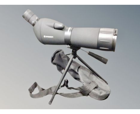 A Bresser 20-60x60 spotting scope on tripod in carry bag 
