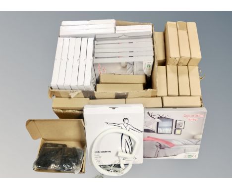 A large quantity of neon light plug in letters and a quantity of camera mounts for Go-pros etc 