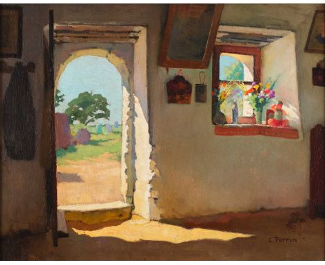 Charles Clément Francis Perron (1893-1958) French "Intérieur en Bretagne" Signed, oil on board, 31cm by 39cmProvenance: E Sta