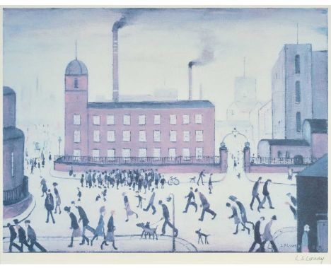 After Laurence Stephen Lowry RBA, RA (1887-1976)"Mill Scene"Signed, a colour reproduction, 32.5cm by 41cmProvenance: De Montf