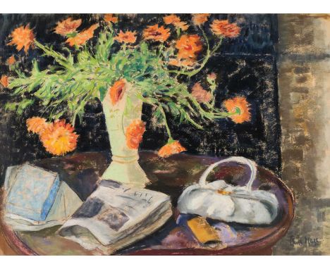 Paul Maze (1887-1979) French "Vase of Marigolds" Signed, pastel, 55cm by 74cmProvenance: The artist's family Exhibited: Aquav