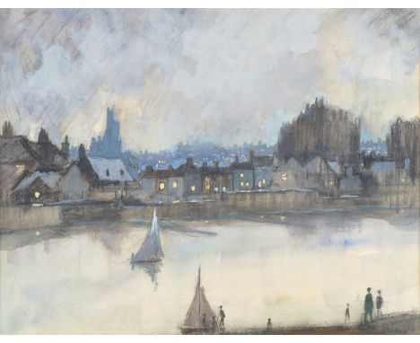 Norman Stansfield Cornish MBE (1919-2014) The Channel leading out to the North Sea, Hartlepool Signed, mixed media, 21.5cm by