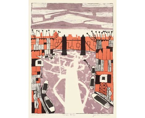 Julian Trevelyan RA (1920-1988)"Tower Bridge" (1968)Signed and inscribed, artist's proof, lithograph, 77cm by 57cm