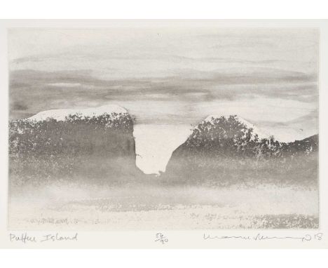 Norman Ackroyd CBE, RA (1938-2024)  "Puffin Island" Signed and dated (20)18, inscribed and numbered 56/90, etching, 22cm by 2