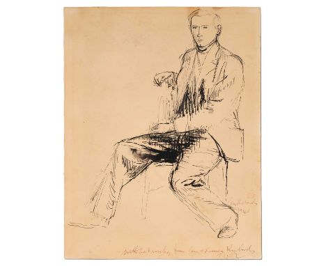 Ceri Richards CBE (1903-1971) WelshPortrait of a man seated (1940)Signed and inscribed "with our wishes from Frances Richards