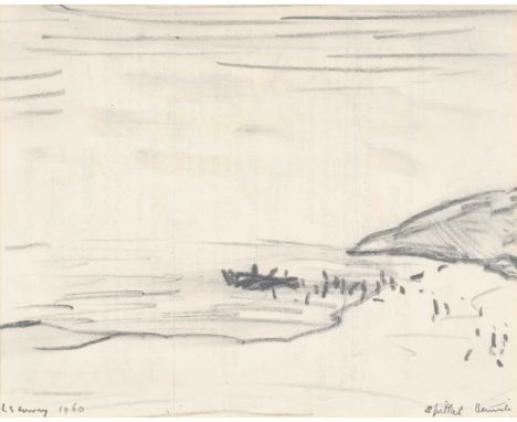 Laurence Stephen Lowry RBA, RA (1887-1976) "Spittal, Berwick" Signed, inscribed and dated 1960, pencil, 19.5cm by 24cmProvena