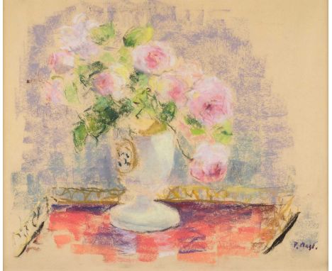 Paul Maze (1887-1979) French "Still life of Pink Roses in a White Vase" Signed, pastel, 36.5cm by 44cmProvenance: The artist'