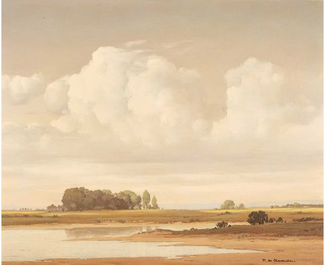 Pierre de Clausade (1910-1976) French "Highlights on the trees, Loire Estuary" Signed, oil on canvas, 48.5cm by 59.5cmProvena