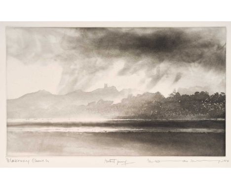 Norman Ackroyd CBE, RA (1938-2024) "Blakeney Church"Signed and dated (20)04, inscribed, artist's proof, etching, 26cm by 37.5