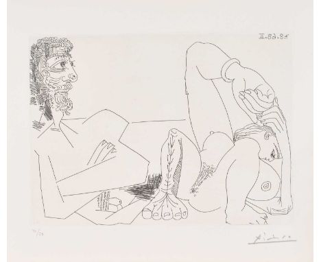 Pablo Picasso (1881-1973) Spanish"La Sieste: Couple" from La Series 347 (1968)Signed and numbered 11/50, etching, 21cm by 26c