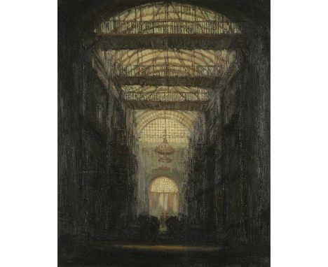 Geoffrey Roper (b.1942) "Darkened Figures" Signed, oil on canvas, 50.5cm by 40cmProvenance: The Fine Art Society Ltd., London