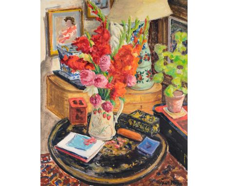 Paul Maze (1887-1979) French Interior with a jug of summer flowers Signed, oil on board, 92cm by 73cmProvenance: The artist's