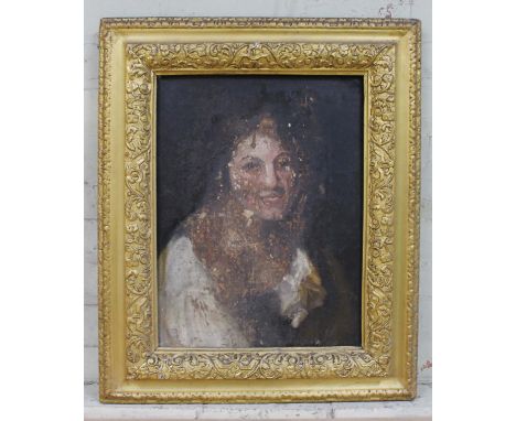 Continental school, oil on paper laid on canvas, portrait, 38cm x 50cm, unsigned, framed.  
