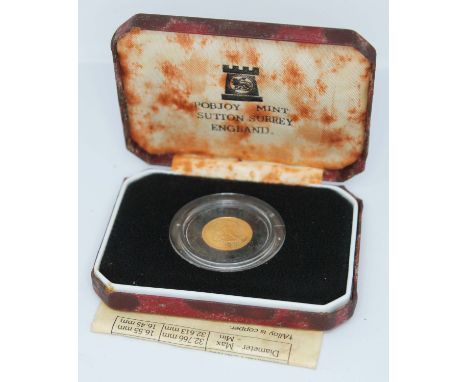 Elizabeth II Isle of Man 1985 1/10th ounce gold proof angel, Pobjoy Mint, boxed with certificate.  