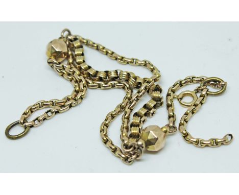 A Victorian 9ct gold chain, length 19cm, wt. 8.8g.  