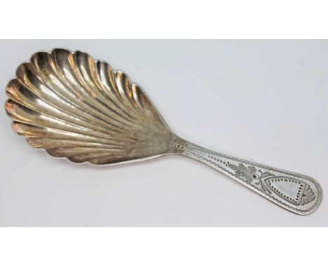 A late Victorian silver caddy spoon, Sheffield 1894, length 10cm.  