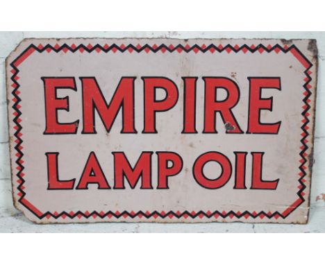 An Empire Lamp Oil enamel sign 61cm x 38cm.  