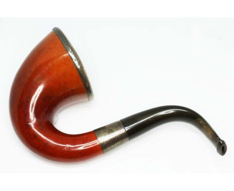 A hallmarked silver mounted meerschaum pipe, length 15cm.  