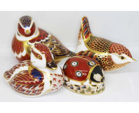 A group of four Royal Crown Derby paperweights. Condition - good, each appears free from any damage, minor wear only, 3 with 