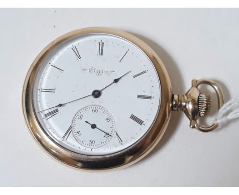 An Elgin gold plated pocket watch with 15 jewel movement ref. 9902372, case diameter 48mm. Condition: currently in working or