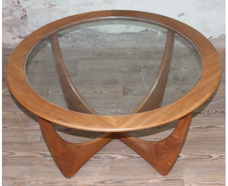 A G-Plan Astro teak and glass top coffee table.  Condition - good, minor wear only, slightly lighter in colour than lot 35.