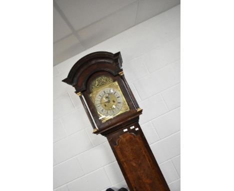 An 18th Century long cased clock having brass and silvered dial, eight day movment , named for Phillip Dickinson, the case be