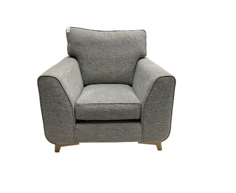 Armchair upholstered in graphite grey fabric, on bracket feetDimensions: Height:&nbsp;91cm&nbsp; Length/Width:&nbsp;100cm&nbs