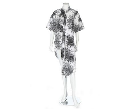 An early Yohji Yamamoto 'paint splatter' cotton dress, late 1980s-early 90s, labelled and size M, of voluminous cut with asym